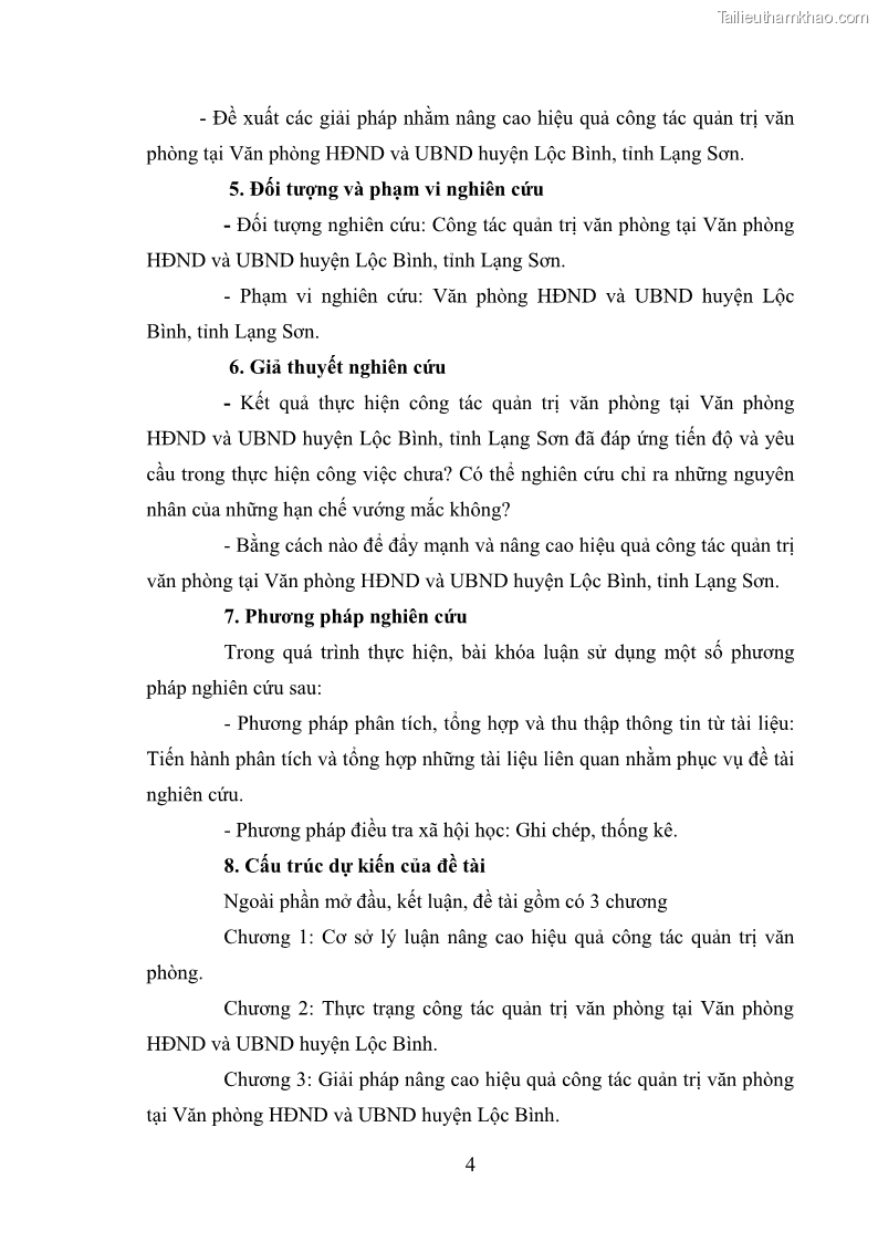 Khóa luận tốt nghiệp Nâng cao hiệu quả công tác quản trị văn phòng tại Văn phòng HĐND và UBND huyện Lộc Bình, tỉnh Lạng Sơn - 1 Trang 9