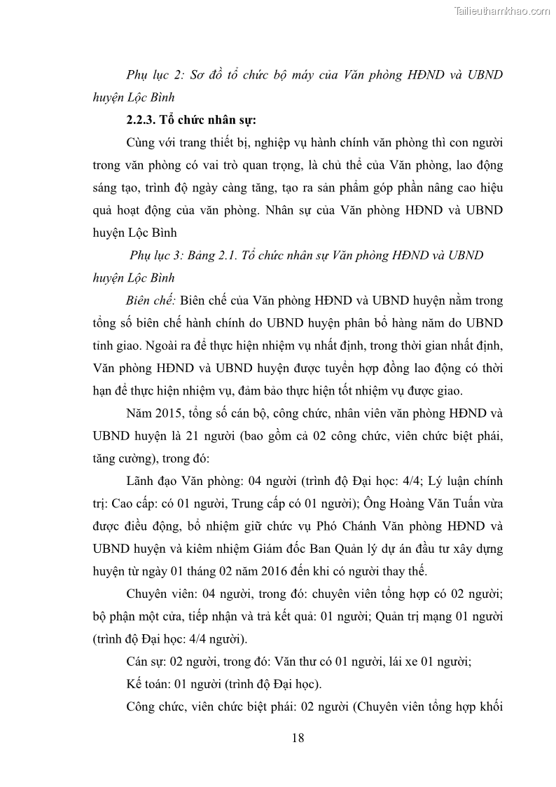 Khóa luận tốt nghiệp Nâng cao hiệu quả công tác quản trị văn phòng tại Văn phòng HĐND và UBND huyện Lộc Bình, tỉnh Lạng Sơn - 2 Trang 23