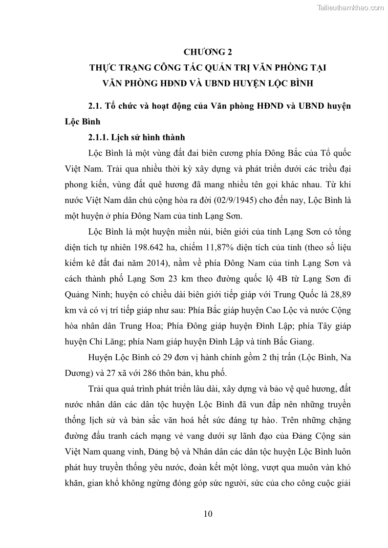 Khóa luận tốt nghiệp Nâng cao hiệu quả công tác quản trị văn phòng tại Văn phòng HĐND và UBND huyện Lộc Bình, tỉnh Lạng Sơn - 2 Trang 15