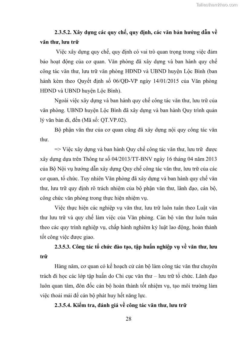 Khóa luận tốt nghiệp Nâng cao hiệu quả công tác quản trị văn phòng tại Văn phòng HĐND và UBND huyện Lộc Bình, tỉnh Lạng Sơn - 3 Trang 33