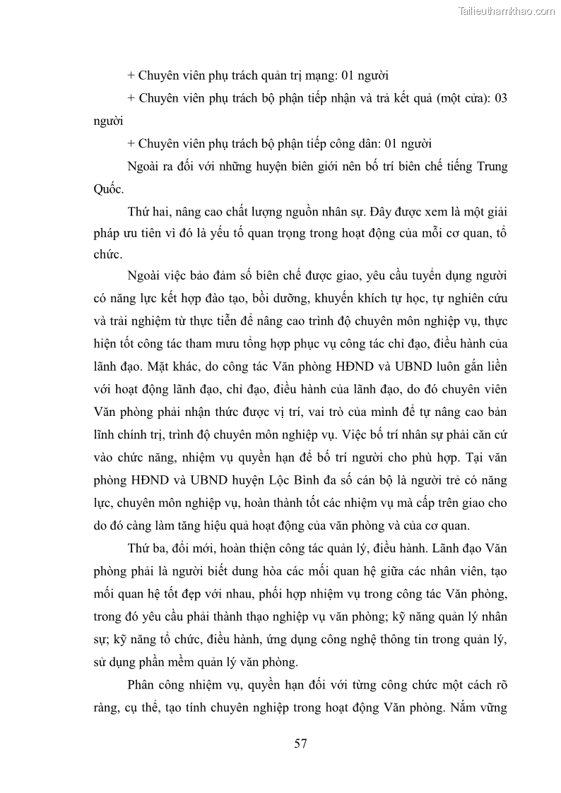Khóa luận tốt nghiệp Nâng cao hiệu quả công tác quản trị văn phòng tại Văn phòng HĐND và UBND huyện Lộc Bình, tỉnh Lạng Sơn - 6 Trang 62
