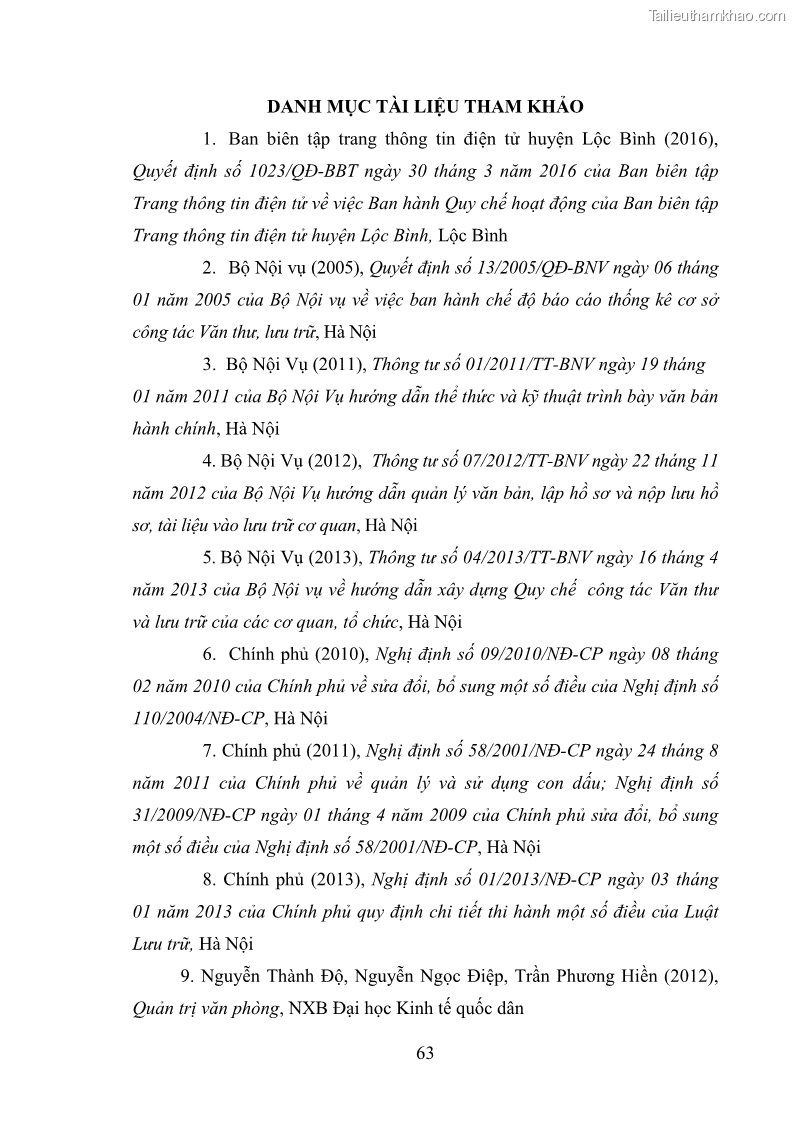 Khóa luận tốt nghiệp Nâng cao hiệu quả công tác quản trị văn phòng tại Văn phòng HĐND và UBND huyện Lộc Bình, tỉnh Lạng Sơn - 6 Trang 68
