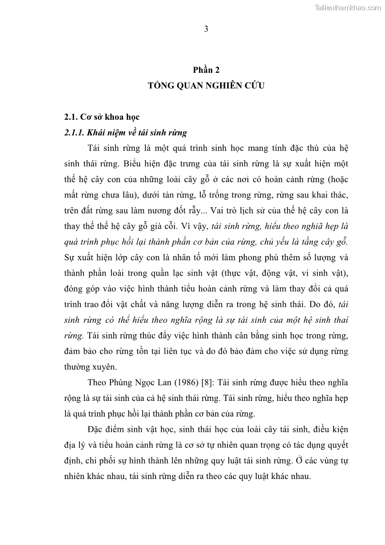 Khóa luận tốt nghiệp Nghiên cứu một số đặc điểm tái sinh tự nhiên lâm phần có loài cây Đinh mật Fernandoa brillettii Dop. Steenis phân bố tại xã Yên Lạc, Yên Trạch, tỉnh Thái Nguyên - 2 Trang 13