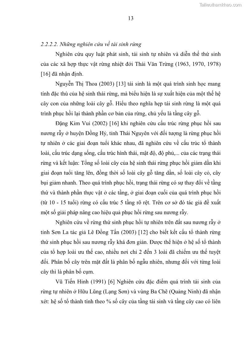 Khóa luận tốt nghiệp Nghiên cứu một số đặc điểm tái sinh tự nhiên lâm phần có loài cây Đinh mật Fernandoa brillettii Dop. Steenis phân bố tại xã Yên Lạc, Yên Trạch, tỉnh Thái Nguyên - 2 Trang 23