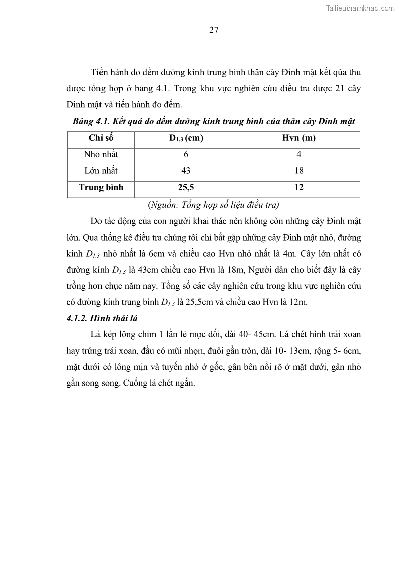 Khóa luận tốt nghiệp Nghiên cứu một số đặc điểm tái sinh tự nhiên lâm phần có loài cây Đinh mật Fernandoa brillettii Dop. Steenis phân bố tại xã Yên Lạc, Yên Trạch, tỉnh Thái Nguyên - 4 Trang 37