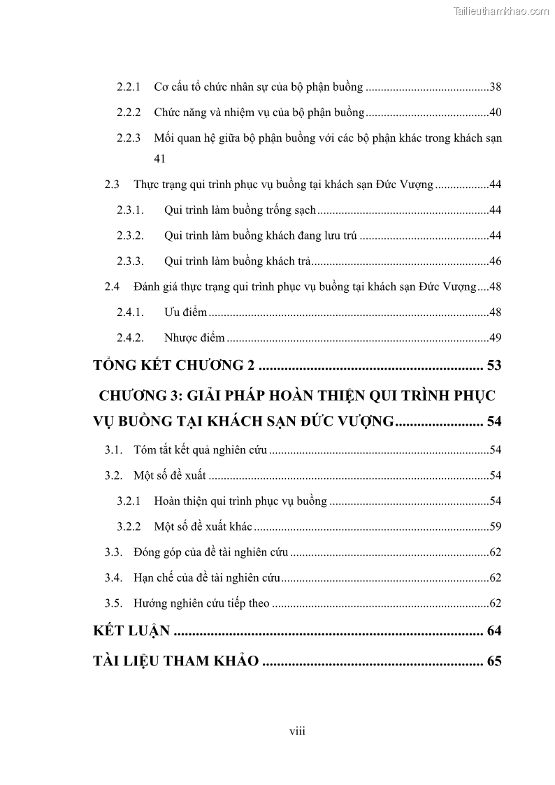 Khóa luận tốt nghiệp Nghiên cứu qui trình phục vụ buồng tại khách sạn Đức Vượng - 1 Trang 10