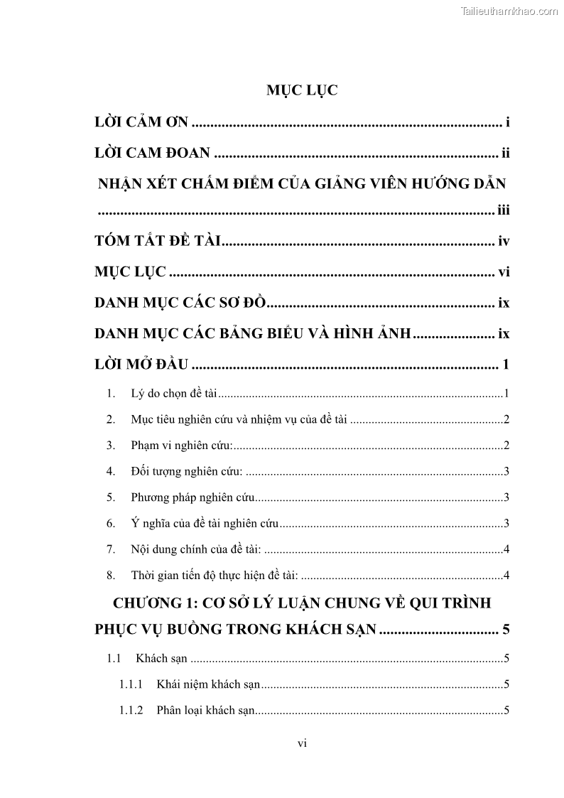 Khóa luận tốt nghiệp Nghiên cứu qui trình phục vụ buồng tại khách sạn Đức Vượng - 1 Trang 8
