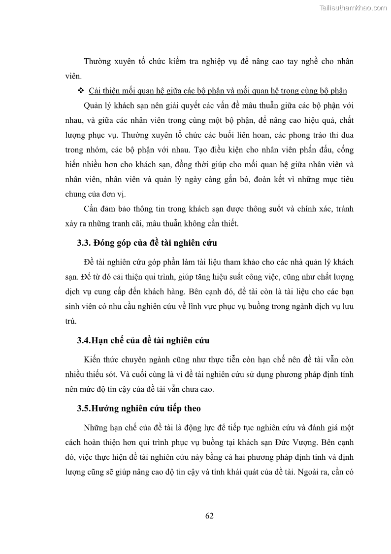 Khóa luận tốt nghiệp Nghiên cứu qui trình phục vụ buồng tại khách sạn Đức Vượng - 7 Trang 73