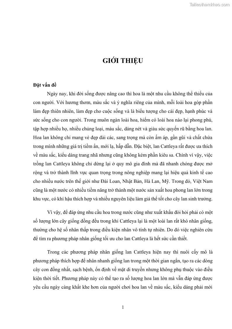 Khóa luận tốt nghiệp nông học Ảnh hưởng của BA, NAA và dịch chiết đến khả năng sinh trưởng của lan Cattleya Cattleya sp. in vitro - 1 Trang 11