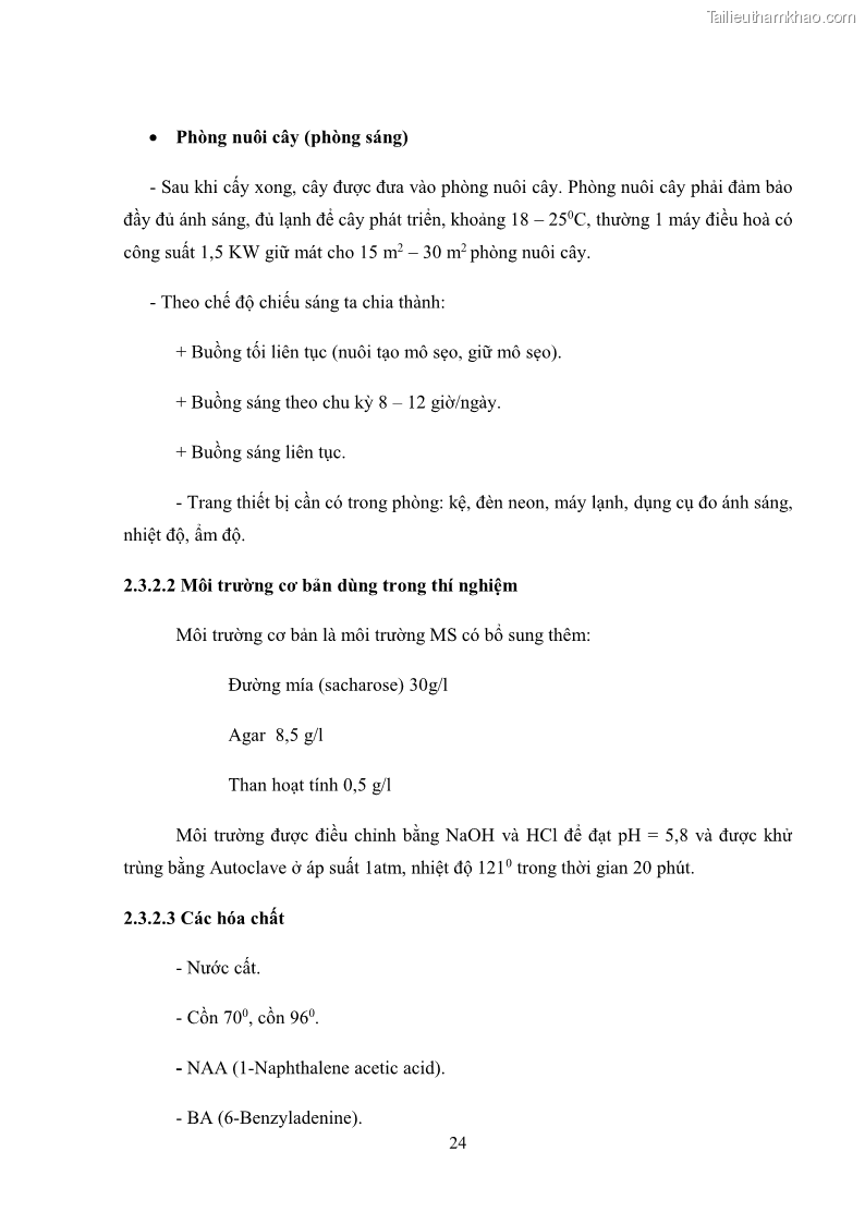 Khóa luận tốt nghiệp nông học Ảnh hưởng của BA, NAA và dịch chiết đến khả năng sinh trưởng của lan Cattleya Cattleya sp. in vitro - 3 Trang 34