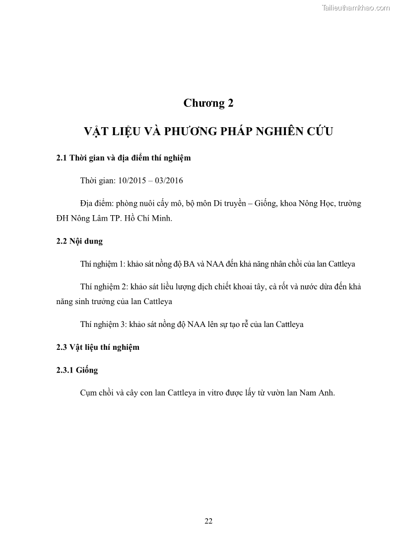 Khóa luận tốt nghiệp nông học Ảnh hưởng của BA, NAA và dịch chiết đến khả năng sinh trưởng của lan Cattleya Cattleya sp. in vitro - 3 Trang 32