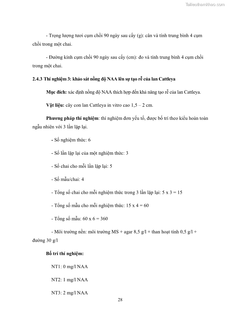 Khóa luận tốt nghiệp nông học Ảnh hưởng của BA, NAA và dịch chiết đến khả năng sinh trưởng của lan Cattleya Cattleya sp. in vitro - 4 Trang 38