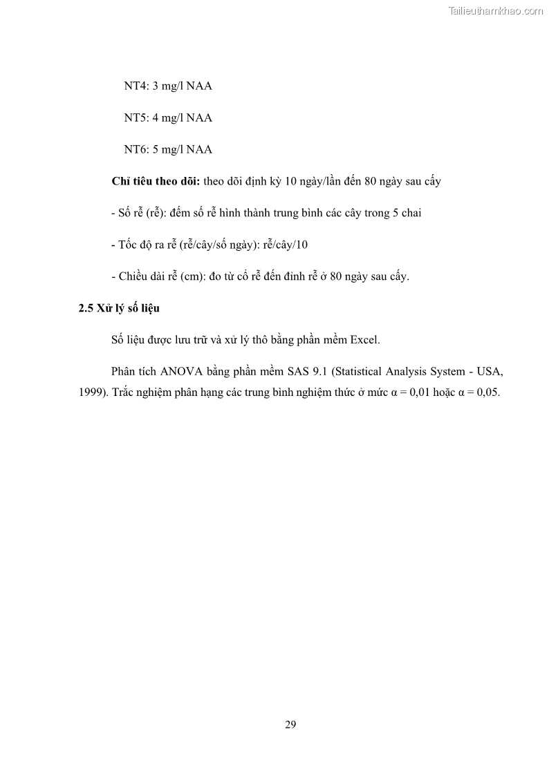 Khóa luận tốt nghiệp nông học Ảnh hưởng của BA, NAA và dịch chiết đến khả năng sinh trưởng của lan Cattleya Cattleya sp. in vitro - 4 Trang 39