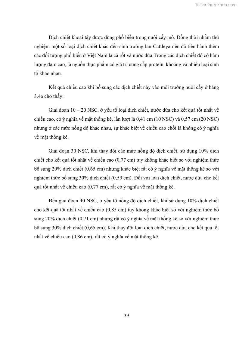 Khóa luận tốt nghiệp nông học Ảnh hưởng của BA, NAA và dịch chiết đến khả năng sinh trưởng của lan Cattleya Cattleya sp. in vitro - 5 Trang 49