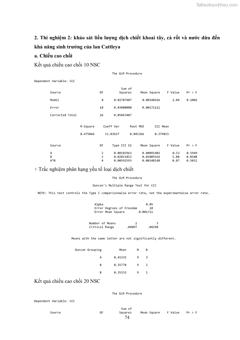 Khóa luận tốt nghiệp nông học Ảnh hưởng của BA, NAA và dịch chiết đến khả năng sinh trưởng của lan Cattleya Cattleya sp. in vitro - 7 Trang 84