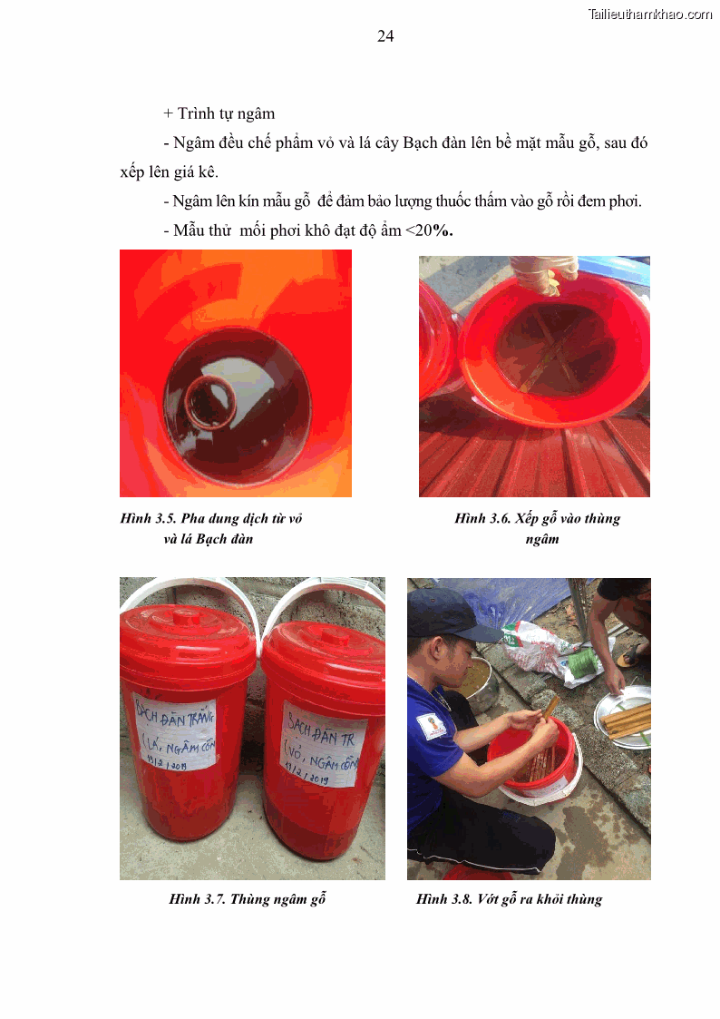 Khóa luận tốt nghiệp nông lâm kết hợp Bước đầu nghiên cứu bảo quản gỗ thông từ vỏ và lá cây bạch đàn trắng Eucalyptus camadulensis Dehnh tại trường Đại Học Nông Lâm Thái Nguyên - 3 Trang 34