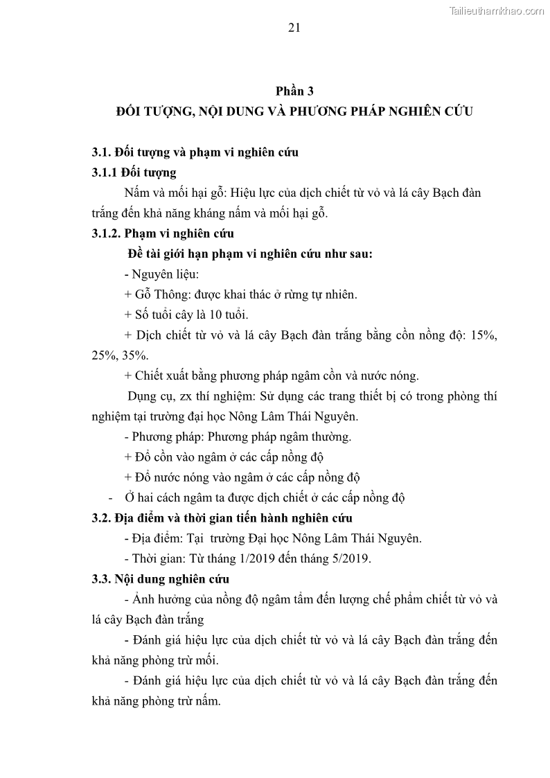 Khóa luận tốt nghiệp nông lâm kết hợp Bước đầu nghiên cứu bảo quản gỗ thông từ vỏ và lá cây bạch đàn trắng Eucalyptus camadulensis Dehnh tại trường Đại Học Nông Lâm Thái Nguyên - 3 Trang 31