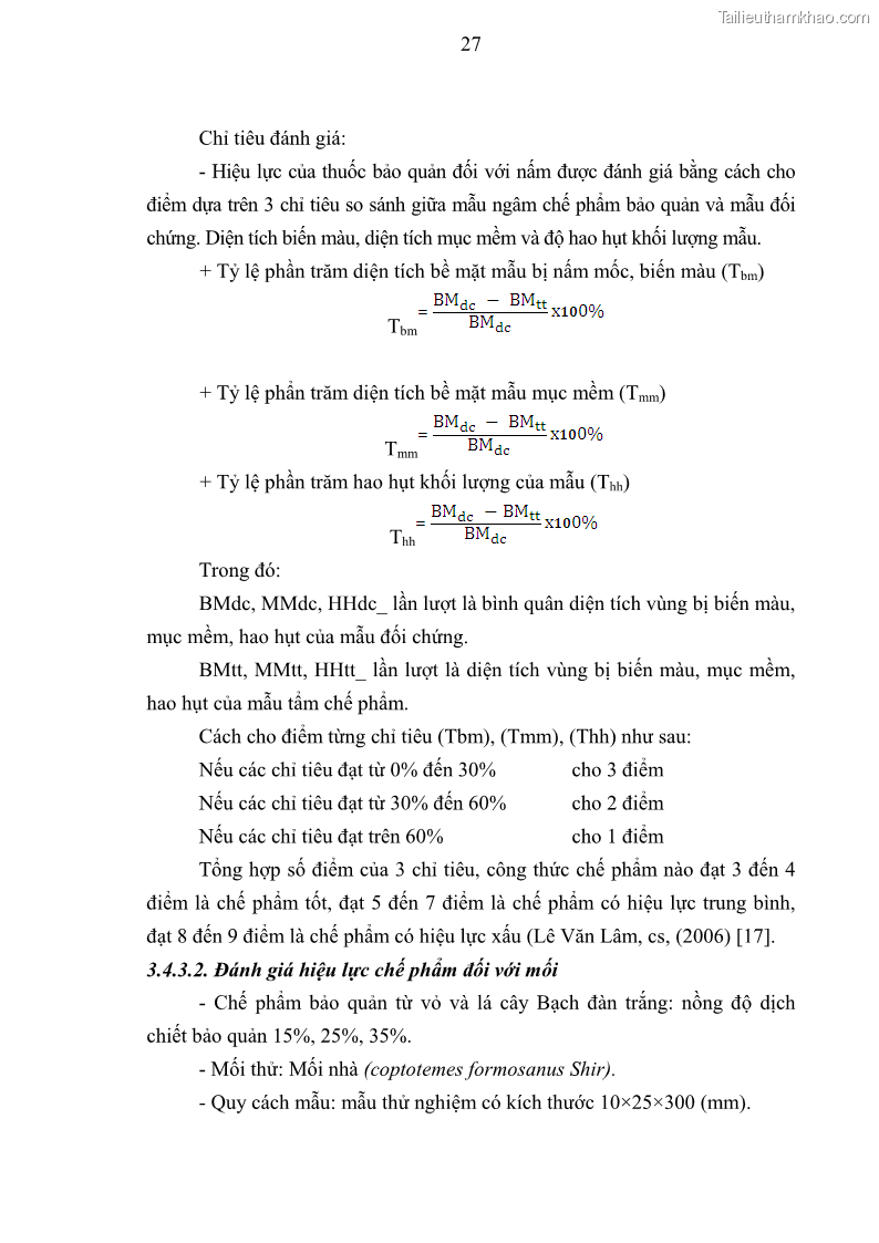 Khóa luận tốt nghiệp nông lâm kết hợp Bước đầu nghiên cứu bảo quản gỗ thông từ vỏ và lá cây bạch đàn trắng Eucalyptus camadulensis Dehnh tại trường Đại Học Nông Lâm Thái Nguyên - 4 Trang 37