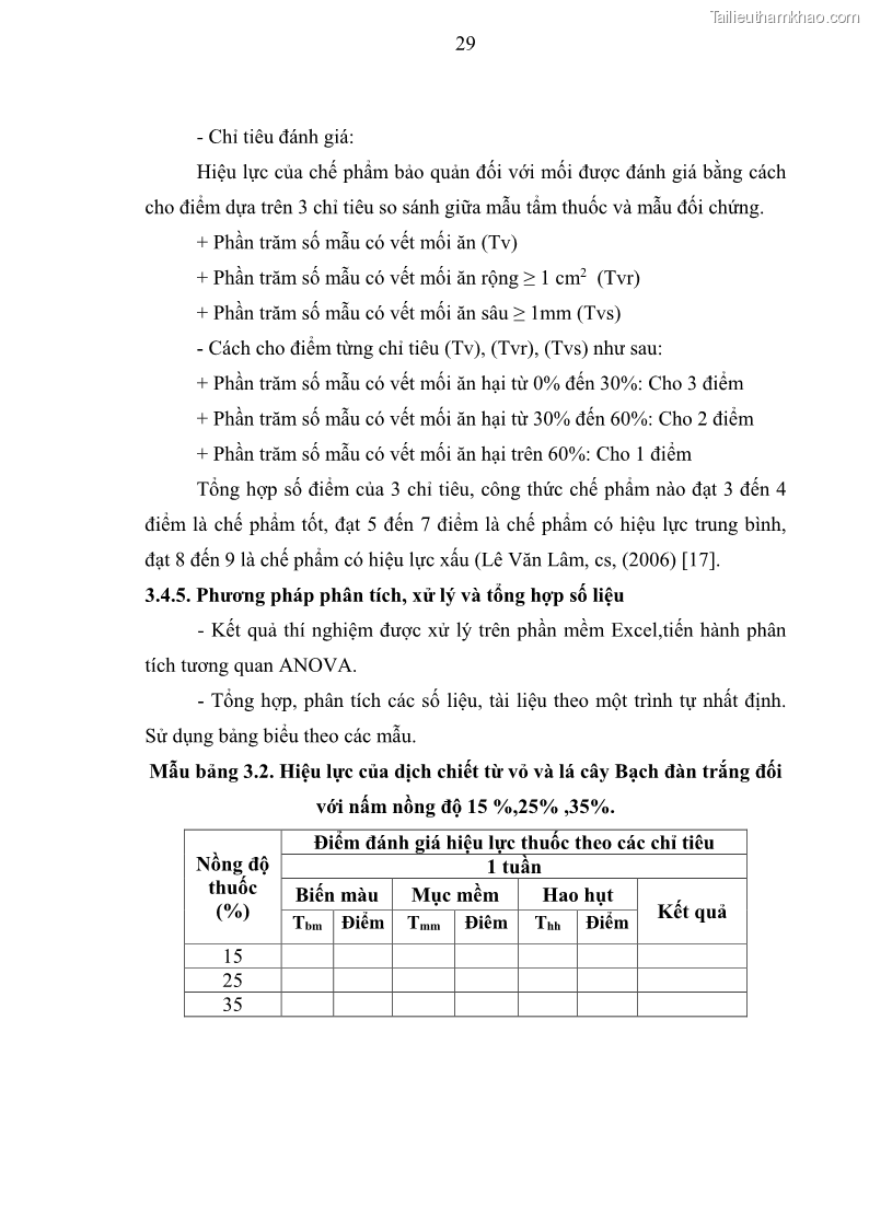 Khóa luận tốt nghiệp nông lâm kết hợp Bước đầu nghiên cứu bảo quản gỗ thông từ vỏ và lá cây bạch đàn trắng Eucalyptus camadulensis Dehnh tại trường Đại Học Nông Lâm Thái Nguyên - 4 Trang 39