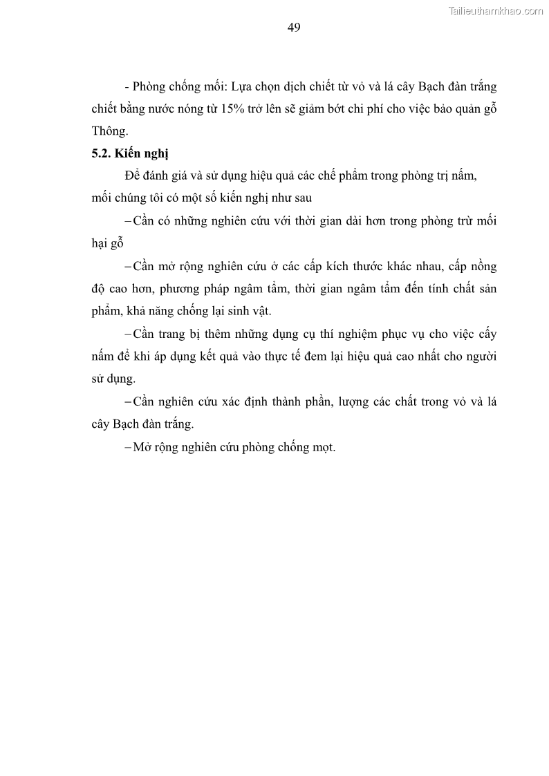 Khóa luận tốt nghiệp nông lâm kết hợp Bước đầu nghiên cứu bảo quản gỗ thông từ vỏ và lá cây bạch đàn trắng Eucalyptus camadulensis Dehnh tại trường Đại Học Nông Lâm Thái Nguyên - 5 Trang 59