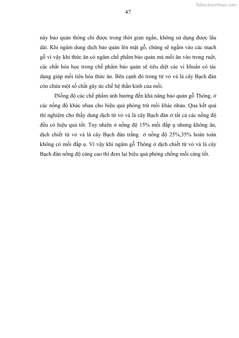 Khóa luận tốt nghiệp nông lâm kết hợp Bước đầu nghiên cứu bảo quản gỗ thông từ vỏ và lá cây bạch đàn trắng Eucalyptus camadulensis Dehnh tại trường Đại Học Nông Lâm Thái Nguyên - 5 Trang 57