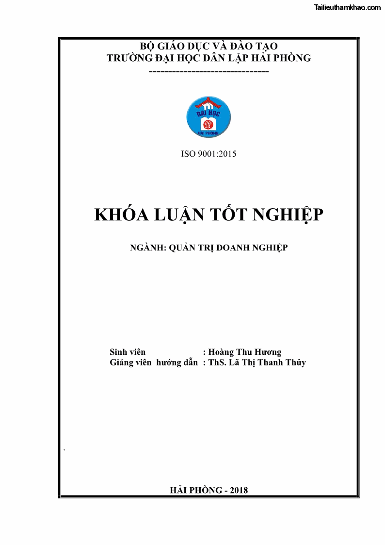 Khóa luận tốt nghiệp quản trị doanh nghiệp Một số biện pháp nâng cao hiệu quả sử dụng nguồn nhân lực tại công ty Cổ phần Nạo vét đường biển I - 1 Trang 1