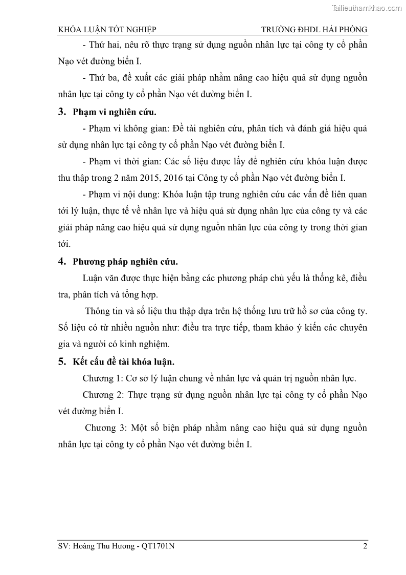 Khóa luận tốt nghiệp quản trị doanh nghiệp Một số biện pháp nâng cao hiệu quả sử dụng nguồn nhân lực tại công ty Cổ phần Nạo vét đường biển I - 1 Trang 12