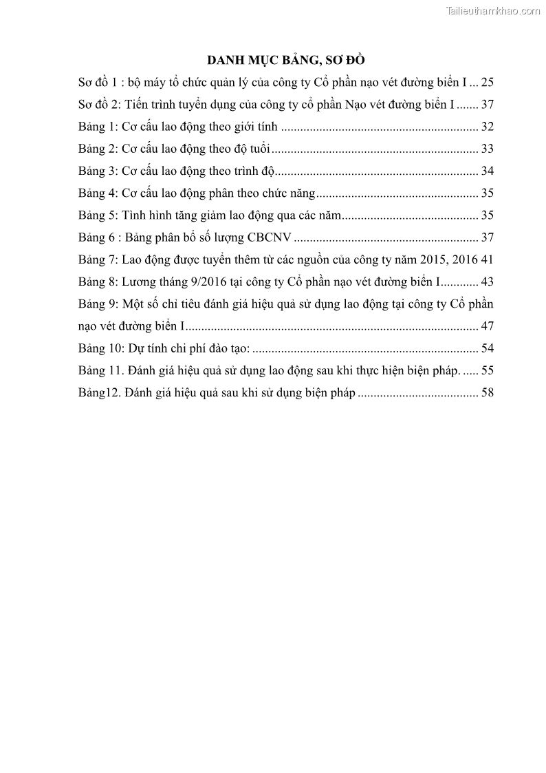 Khóa luận tốt nghiệp quản trị doanh nghiệp Một số biện pháp nâng cao hiệu quả sử dụng nguồn nhân lực tại công ty Cổ phần Nạo vét đường biển I - 1 Trang 9