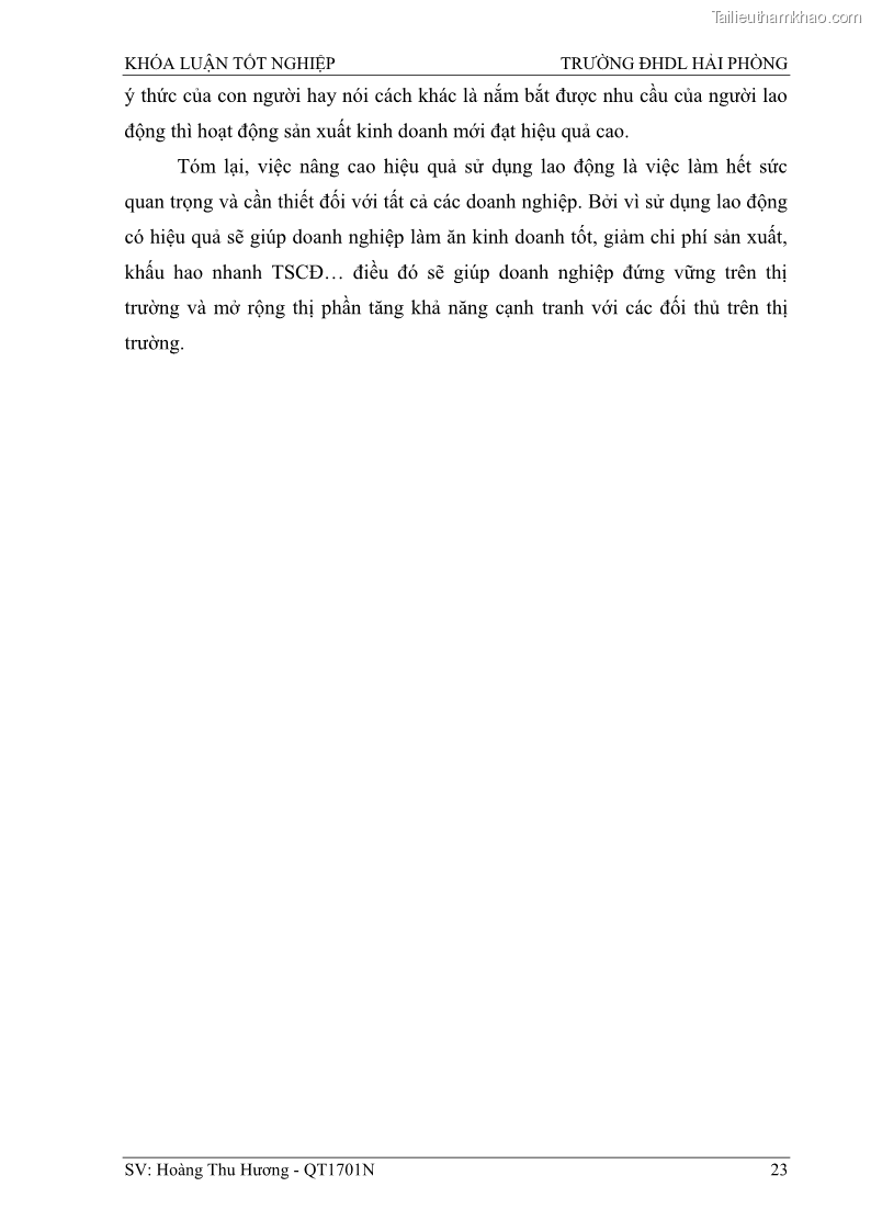 Khóa luận tốt nghiệp quản trị doanh nghiệp Một số biện pháp nâng cao hiệu quả sử dụng nguồn nhân lực tại công ty Cổ phần Nạo vét đường biển I - 3 Trang 33