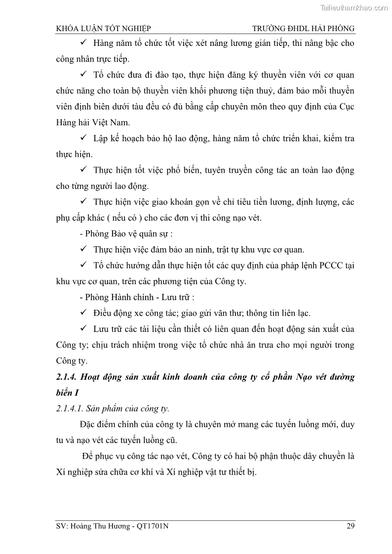 Khóa luận tốt nghiệp quản trị doanh nghiệp Một số biện pháp nâng cao hiệu quả sử dụng nguồn nhân lực tại công ty Cổ phần Nạo vét đường biển I - 4 Trang 39