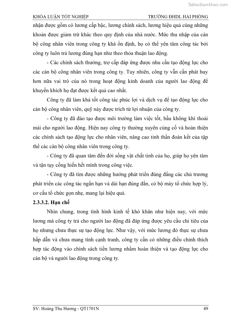 Khóa luận tốt nghiệp quản trị doanh nghiệp Một số biện pháp nâng cao hiệu quả sử dụng nguồn nhân lực tại công ty Cổ phần Nạo vét đường biển I - 5 Trang 59