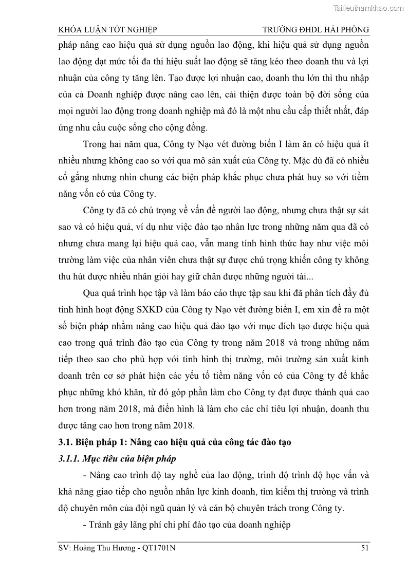 Khóa luận tốt nghiệp quản trị doanh nghiệp Một số biện pháp nâng cao hiệu quả sử dụng nguồn nhân lực tại công ty Cổ phần Nạo vét đường biển I - 6 Trang 61