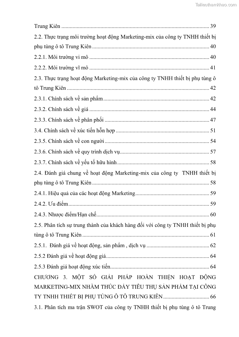 Khóa luận tốt nghiệp quản trị marketing Hoàn thiện hoạt động Marketing-mix nhằm thúc đẩy tiêu thụ sản phẩm của Công ty TNHH thiết bị phụ tùng ô tô Trung Kiên - 1 Trang 8