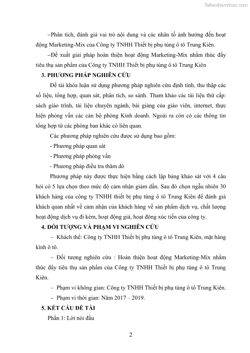 Khóa luận tốt nghiệp quản trị marketing Hoàn thiện hoạt động Marketing-mix nhằm thúc đẩy tiêu thụ sản phẩm của Công ty TNHH thiết bị phụ tùng ô tô Trung Kiên - 2 Trang 13