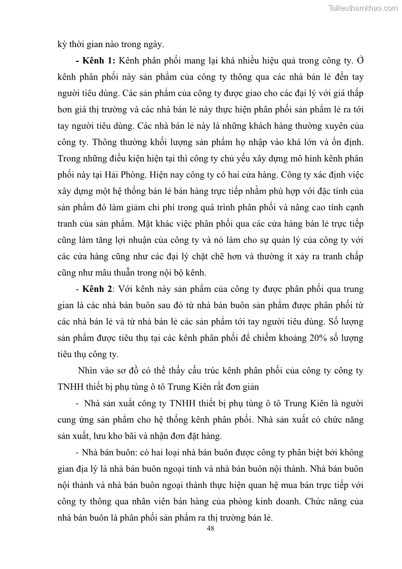 Khóa luận tốt nghiệp quản trị marketing Hoàn thiện hoạt động Marketing-mix nhằm thúc đẩy tiêu thụ sản phẩm của Công ty TNHH thiết bị phụ tùng ô tô Trung Kiên - 5 Trang 59