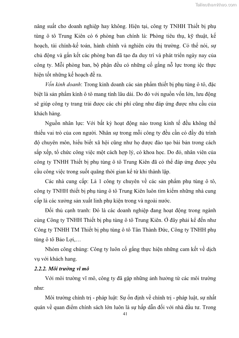 Khóa luận tốt nghiệp quản trị marketing Hoàn thiện hoạt động Marketing-mix nhằm thúc đẩy tiêu thụ sản phẩm của Công ty TNHH thiết bị phụ tùng ô tô Trung Kiên - 5 Trang 52