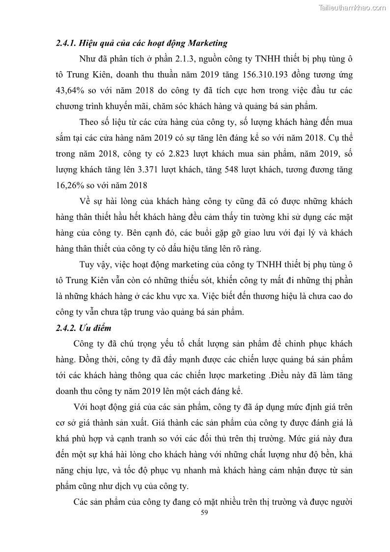 Khóa luận tốt nghiệp quản trị marketing Hoàn thiện hoạt động Marketing-mix nhằm thúc đẩy tiêu thụ sản phẩm của Công ty TNHH thiết bị phụ tùng ô tô Trung Kiên - 6 Trang 70