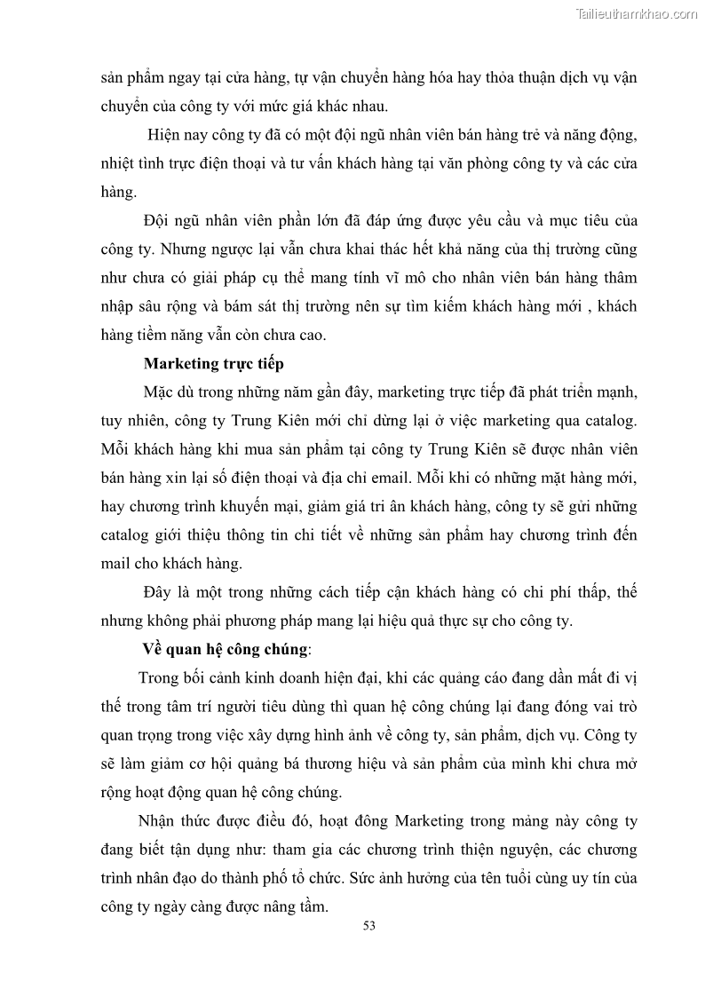 Khóa luận tốt nghiệp quản trị marketing Hoàn thiện hoạt động Marketing-mix nhằm thúc đẩy tiêu thụ sản phẩm của Công ty TNHH thiết bị phụ tùng ô tô Trung Kiên - 6 Trang 64