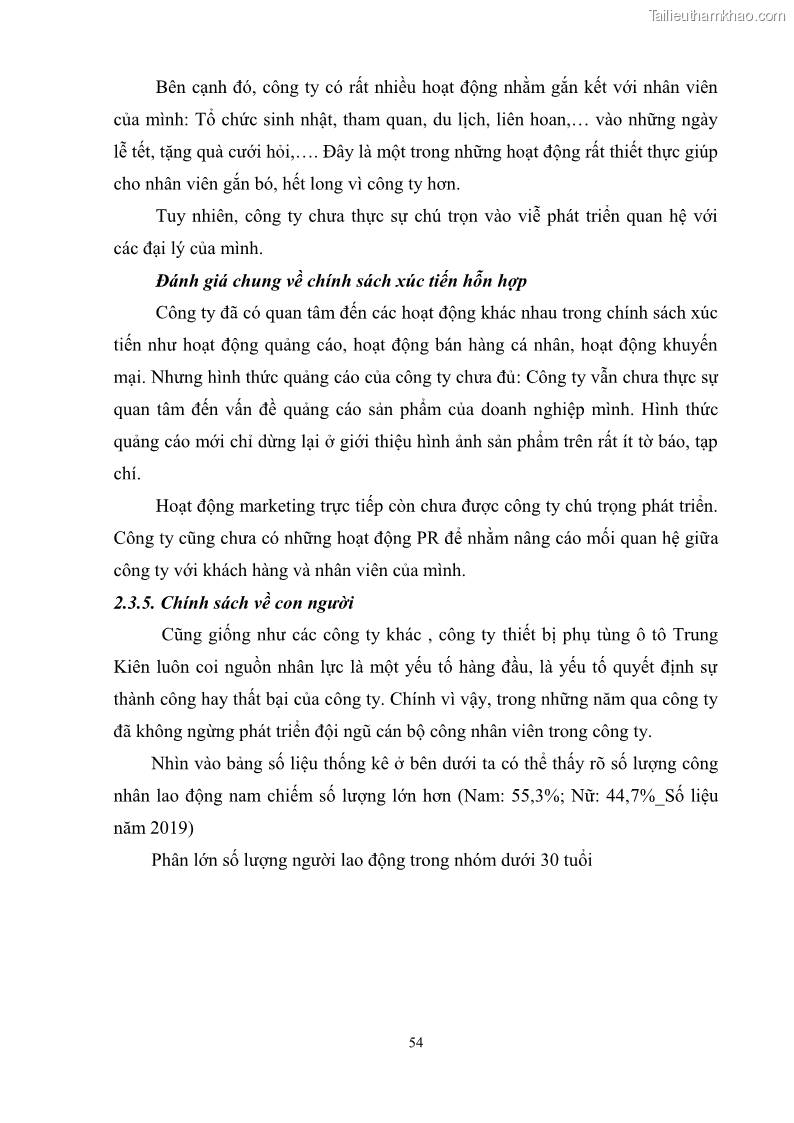 Khóa luận tốt nghiệp quản trị marketing Hoàn thiện hoạt động Marketing-mix nhằm thúc đẩy tiêu thụ sản phẩm của Công ty TNHH thiết bị phụ tùng ô tô Trung Kiên - 6 Trang 65