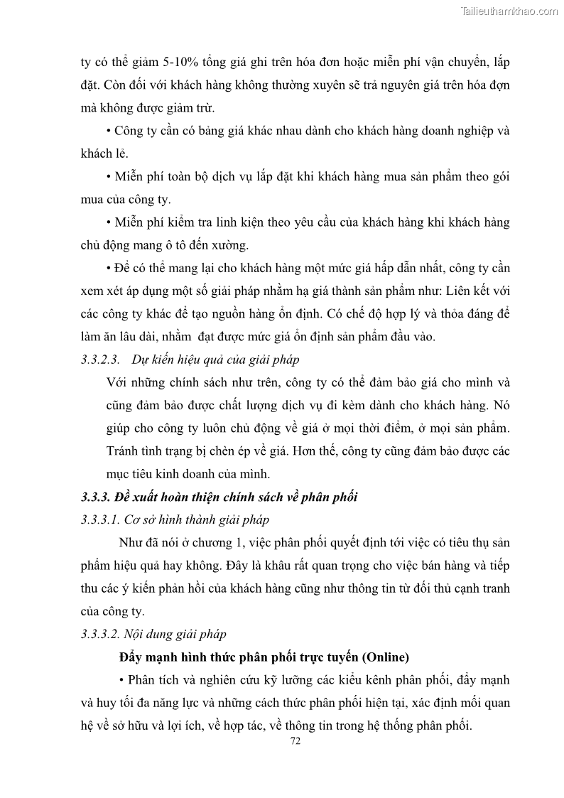 Khóa luận tốt nghiệp quản trị marketing Hoàn thiện hoạt động Marketing-mix nhằm thúc đẩy tiêu thụ sản phẩm của Công ty TNHH thiết bị phụ tùng ô tô Trung Kiên - 7 Trang 83