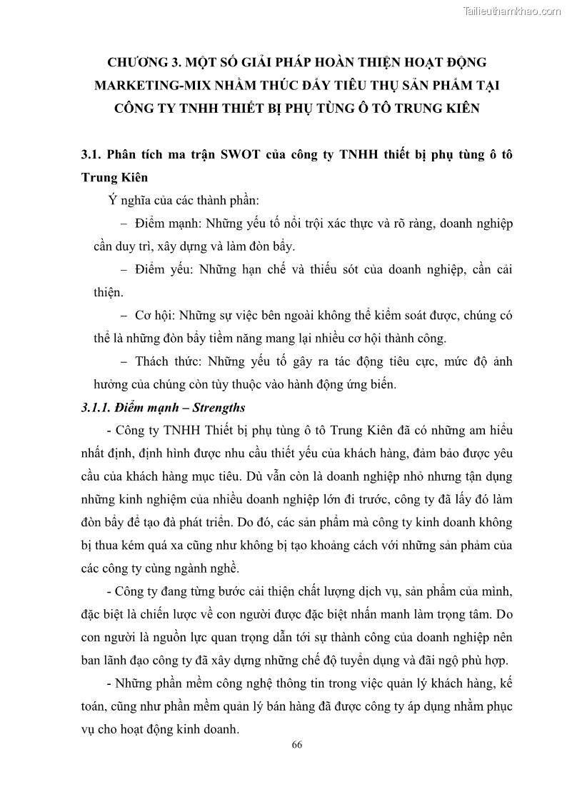 Khóa luận tốt nghiệp quản trị marketing Hoàn thiện hoạt động Marketing-mix nhằm thúc đẩy tiêu thụ sản phẩm của Công ty TNHH thiết bị phụ tùng ô tô Trung Kiên - 7 Trang 77