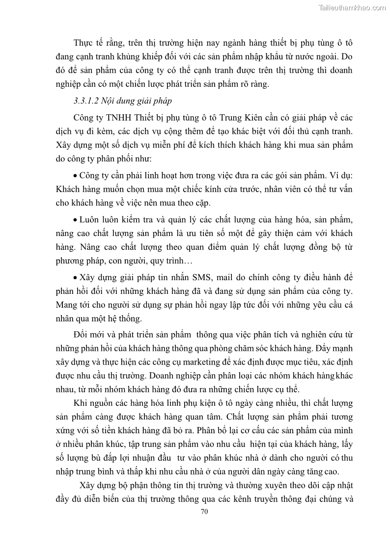 Khóa luận tốt nghiệp quản trị marketing Hoàn thiện hoạt động Marketing-mix nhằm thúc đẩy tiêu thụ sản phẩm của Công ty TNHH thiết bị phụ tùng ô tô Trung Kiên - 7 Trang 81