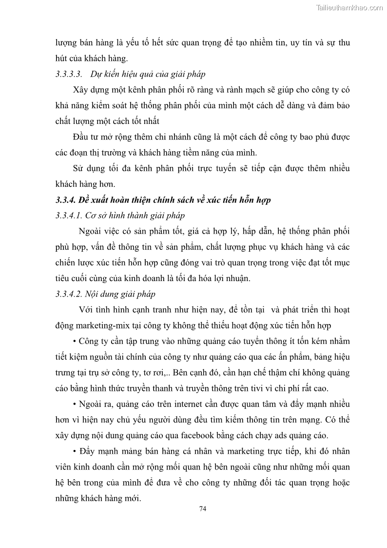 Khóa luận tốt nghiệp quản trị marketing Hoàn thiện hoạt động Marketing-mix nhằm thúc đẩy tiêu thụ sản phẩm của Công ty TNHH thiết bị phụ tùng ô tô Trung Kiên - 8 Trang 85