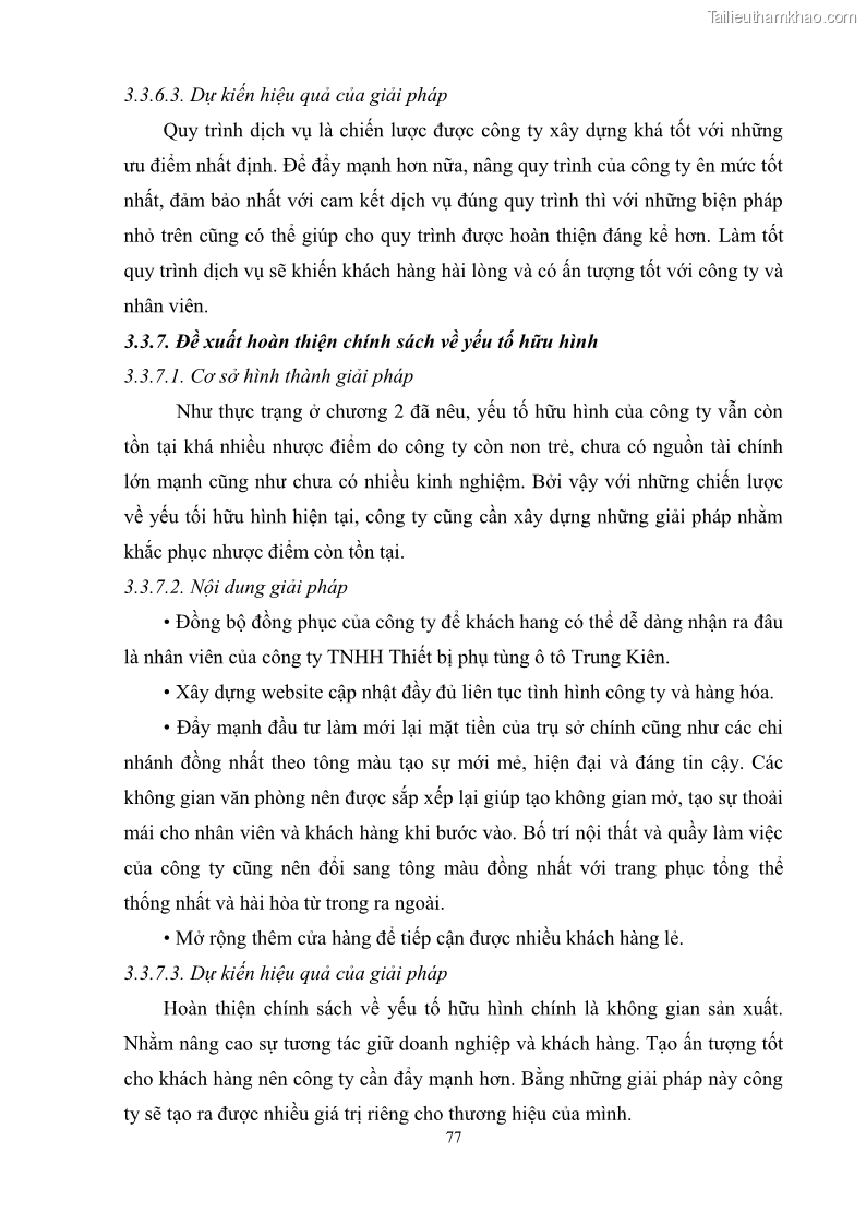 Khóa luận tốt nghiệp quản trị marketing Hoàn thiện hoạt động Marketing-mix nhằm thúc đẩy tiêu thụ sản phẩm của Công ty TNHH thiết bị phụ tùng ô tô Trung Kiên - 8 Trang 88
