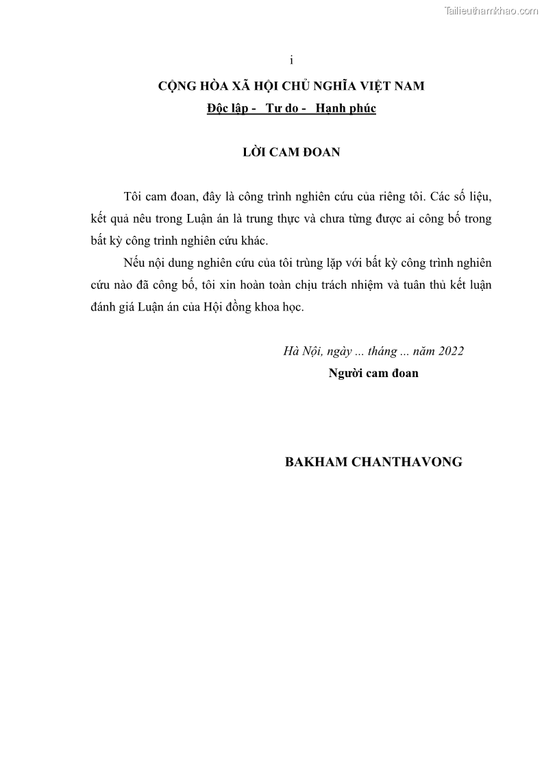 Luận án tiến sĩ lâm nghiệp Nghiên cứu ứng dụng công nghệ địa không gian trong quản lý tài nguyên rừng tại khu vực Vườn Quốc gia Nam Ka Đinh, nước Cộng hòa Dân chủ Nhân dân Lào - 1 Trang 3