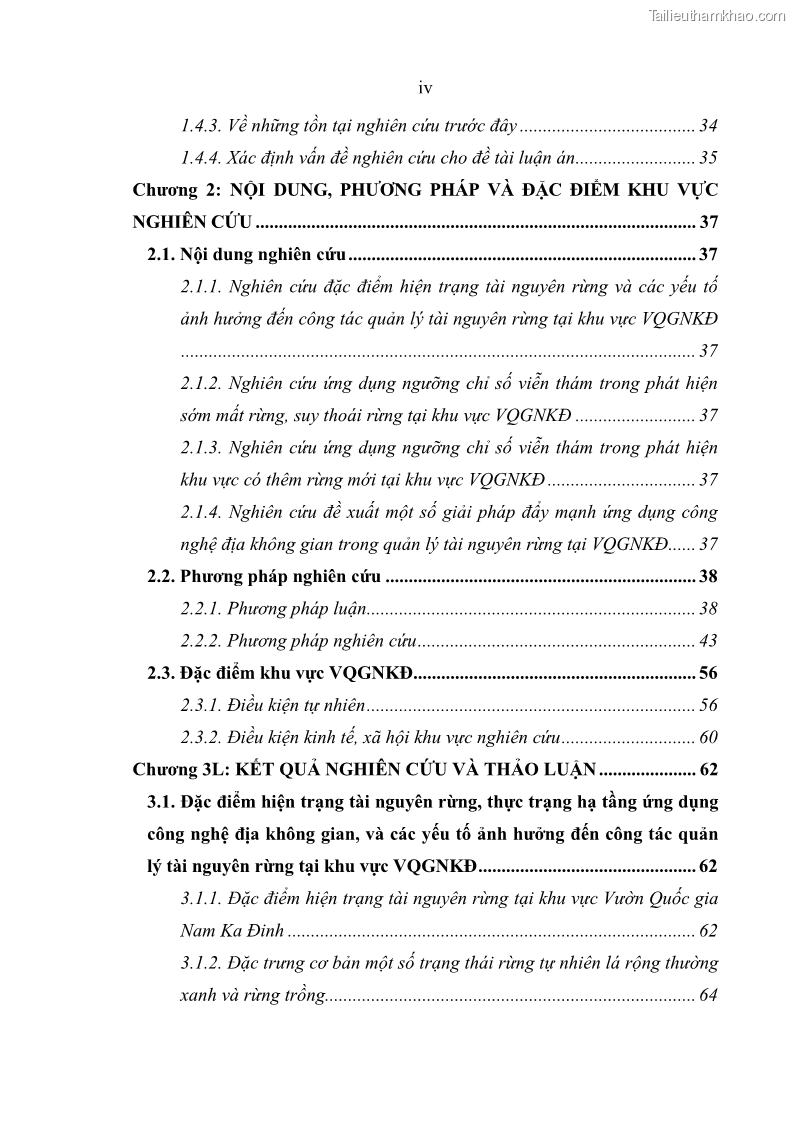 Luận án tiến sĩ lâm nghiệp Nghiên cứu ứng dụng công nghệ địa không gian trong quản lý tài nguyên rừng tại khu vực Vườn Quốc gia Nam Ka Đinh, nước Cộng hòa Dân chủ Nhân dân Lào - 1 Trang 6