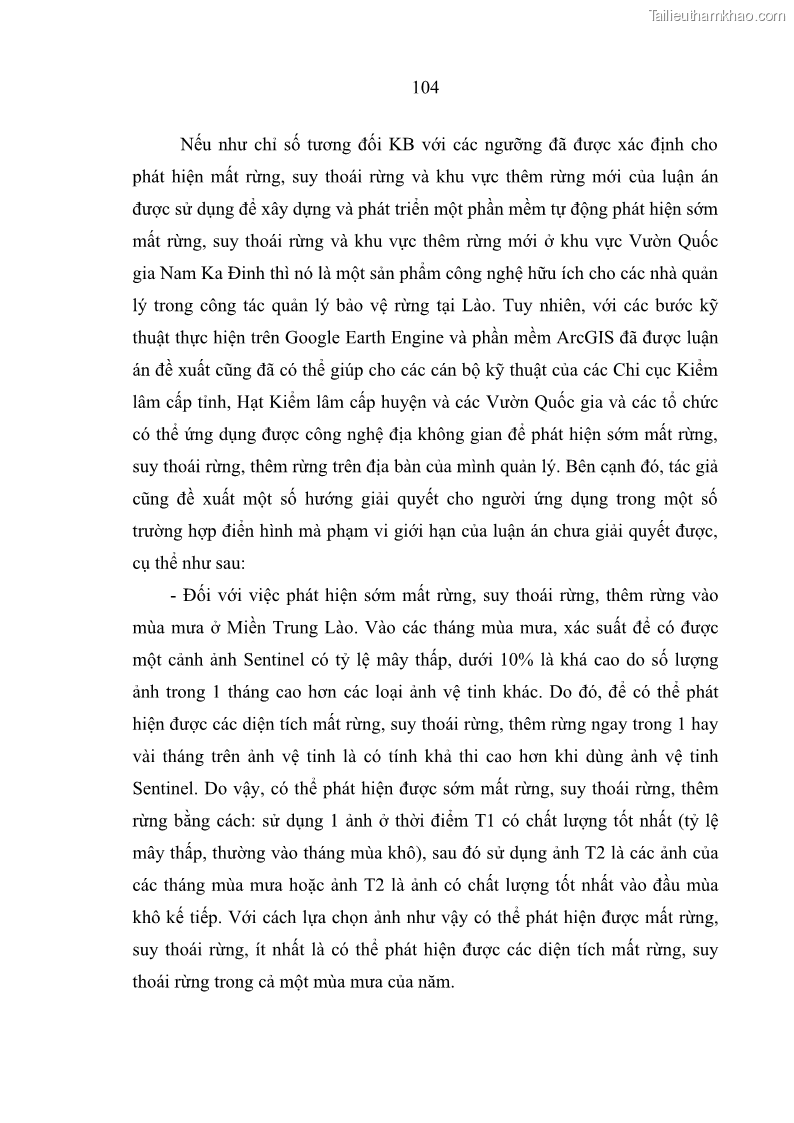 Luận án tiến sĩ lâm nghiệp Nghiên cứu ứng dụng công nghệ địa không gian trong quản lý tài nguyên rừng tại khu vực Vườn Quốc gia Nam Ka Đinh, nước Cộng hòa Dân chủ Nhân dân Lào - 10 Trang 117