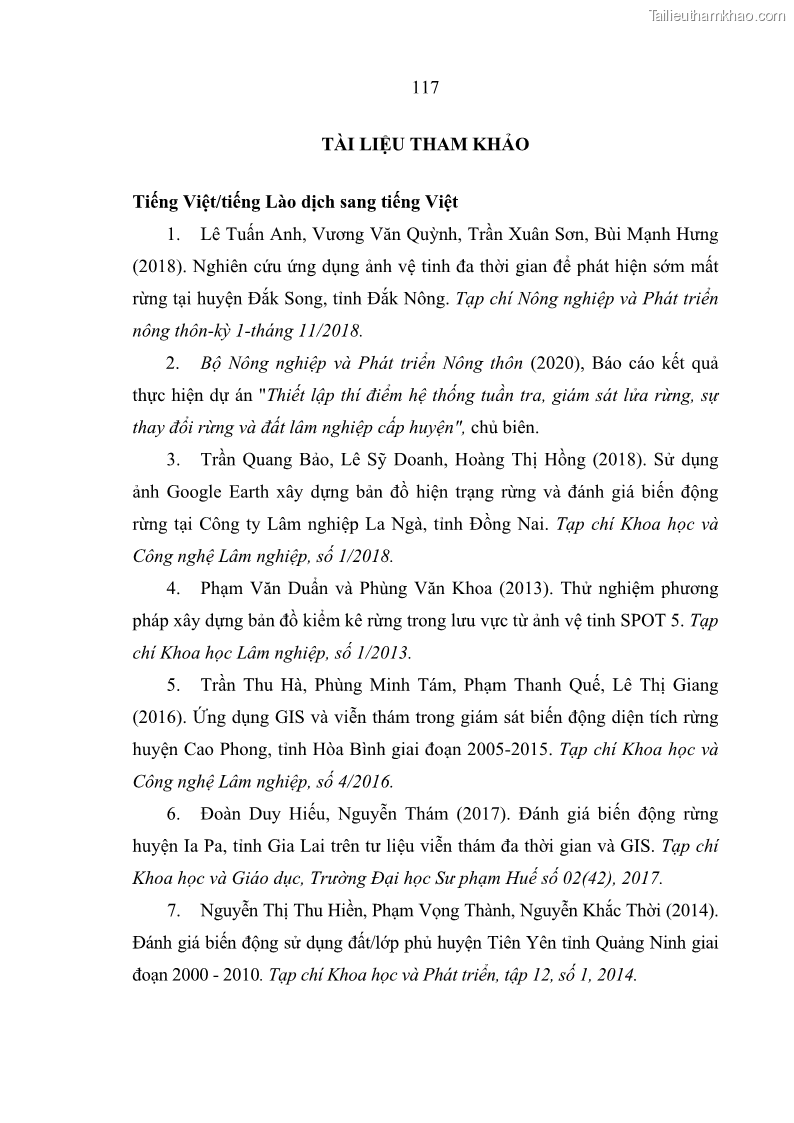 Luận án tiến sĩ lâm nghiệp Nghiên cứu ứng dụng công nghệ địa không gian trong quản lý tài nguyên rừng tại khu vực Vườn Quốc gia Nam Ka Đinh, nước Cộng hòa Dân chủ Nhân dân Lào - 11 Trang 130