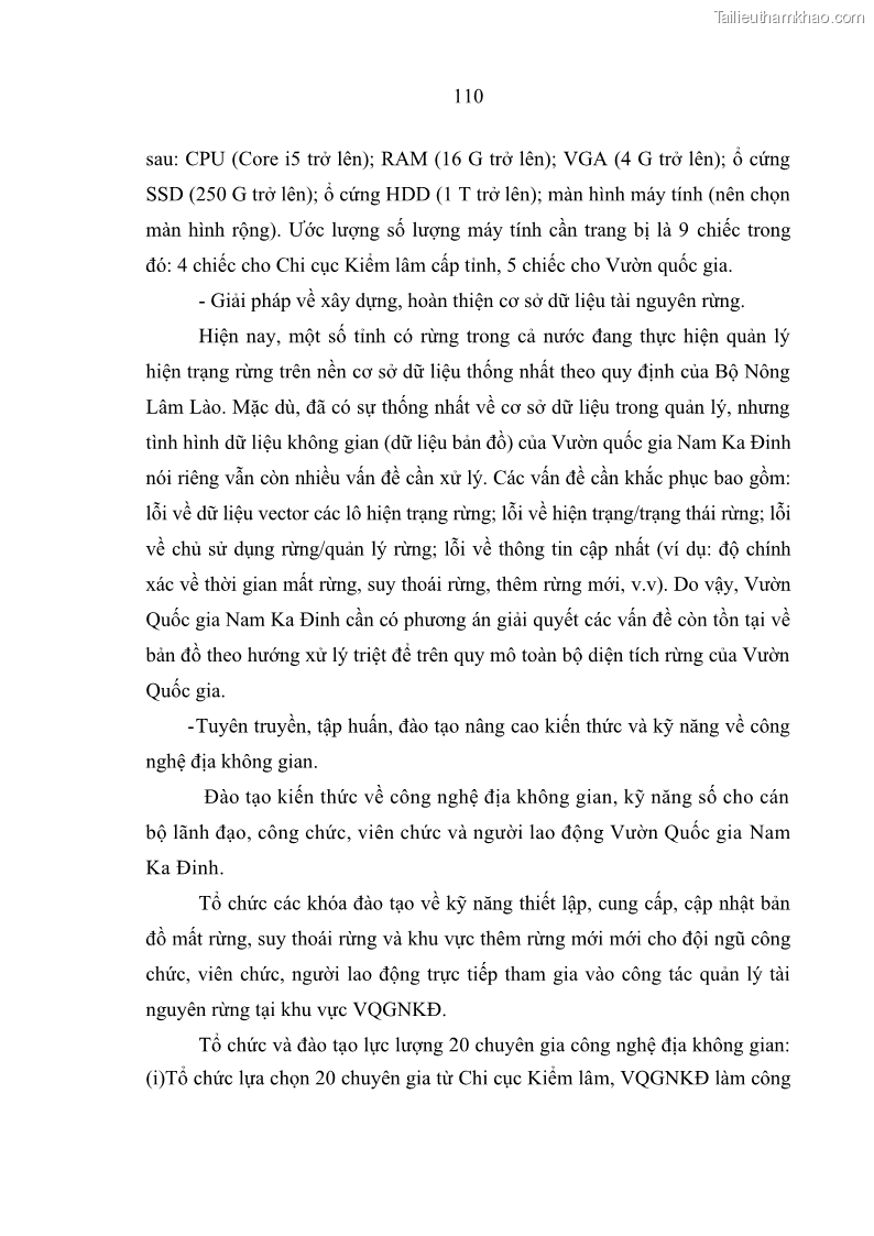 Luận án tiến sĩ lâm nghiệp Nghiên cứu ứng dụng công nghệ địa không gian trong quản lý tài nguyên rừng tại khu vực Vườn Quốc gia Nam Ka Đinh, nước Cộng hòa Dân chủ Nhân dân Lào - 11 Trang 123