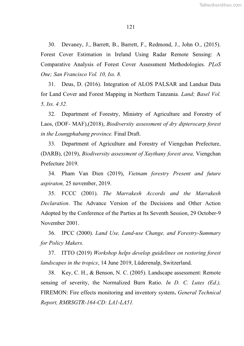 Luận án tiến sĩ lâm nghiệp Nghiên cứu ứng dụng công nghệ địa không gian trong quản lý tài nguyên rừng tại khu vực Vườn Quốc gia Nam Ka Đinh, nước Cộng hòa Dân chủ Nhân dân Lào - 12 Trang 134